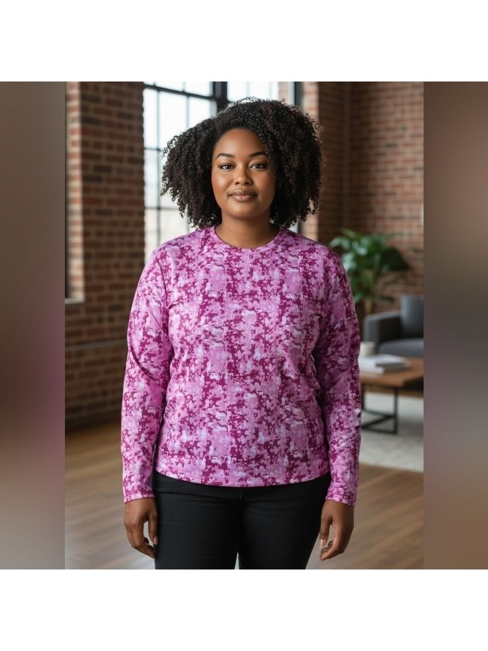 Xtek Long Sleeve Top Extra Large Pink Burgundy #LS5